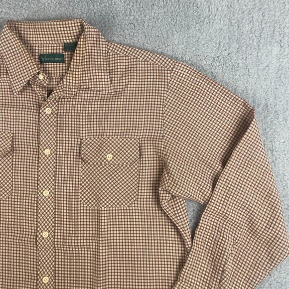 Hunter's Ridge Men's Large Brown Plaid Long Sleeve Button Up Shirt w/ Pockets - Picture 5 of 16